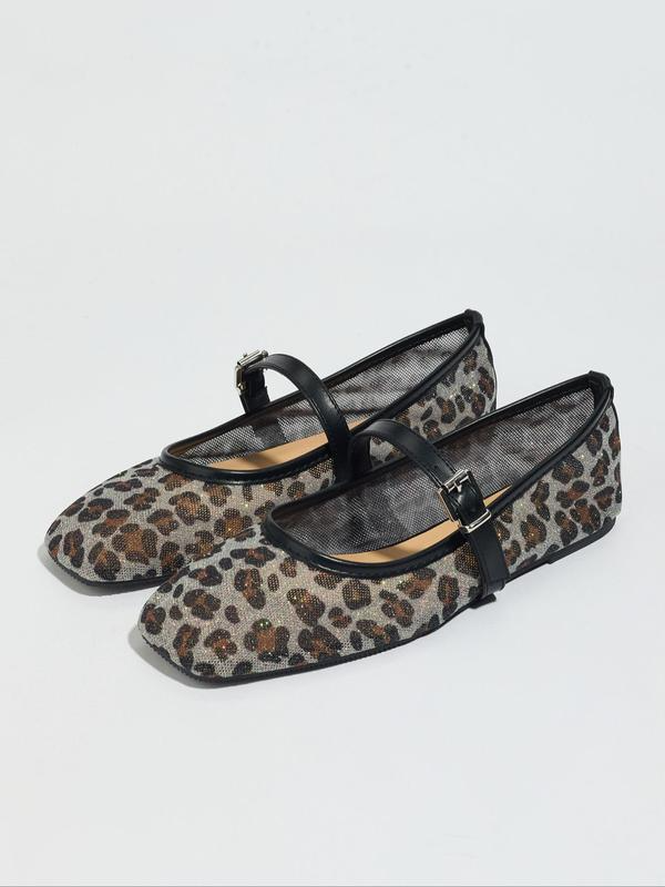 Leopard Mary Jane Flats