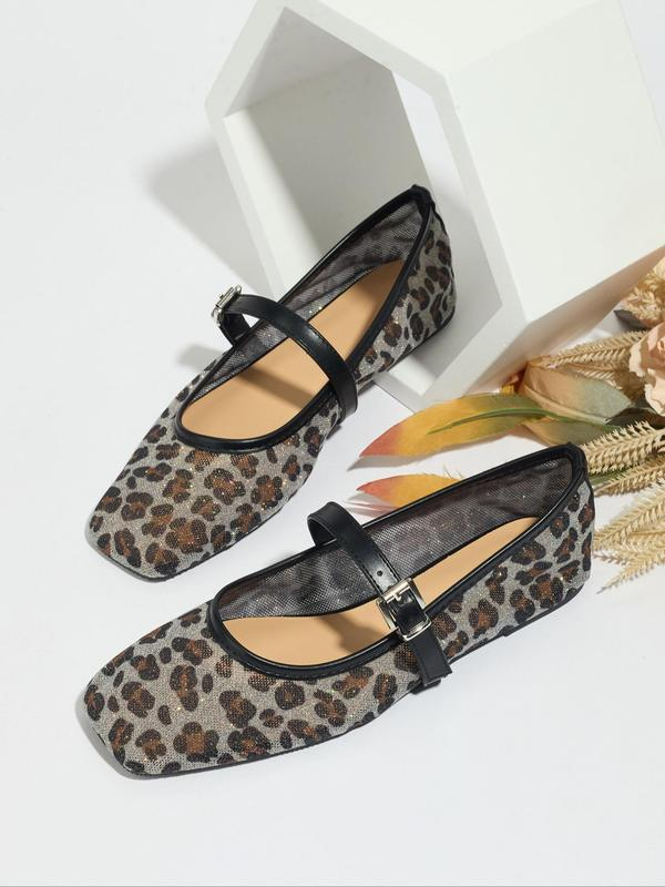 Leopard Mary Jane Flats