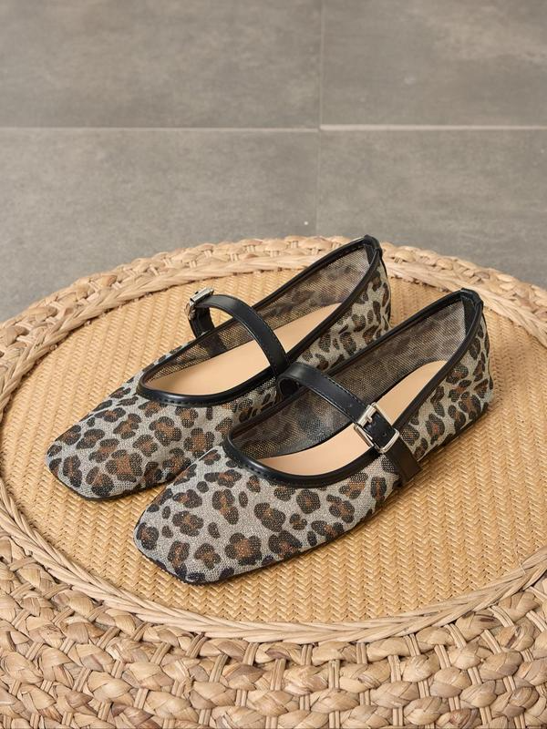 Leopard Mary Jane Flats