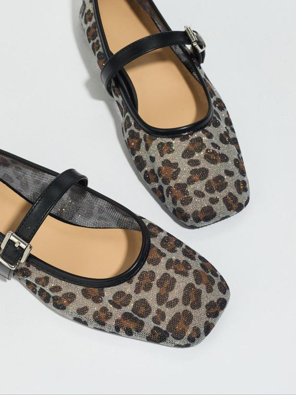 Leopard Mary Jane Flats