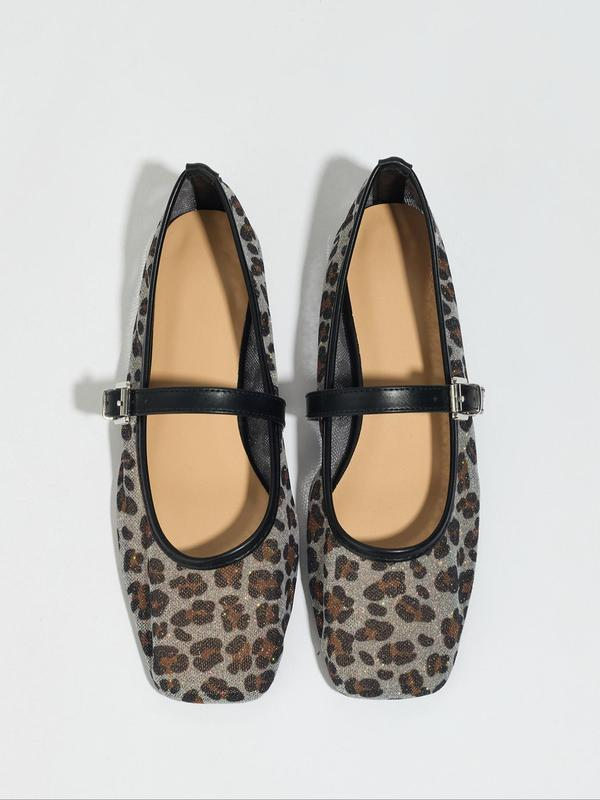Leopard Mary Jane Flats