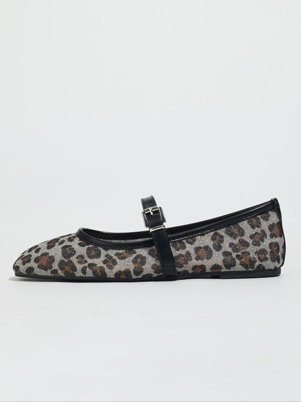 Leopard Mary Jane Flats