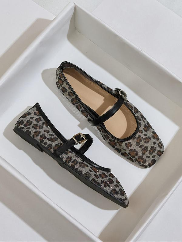 Leopard Mary Jane Flats